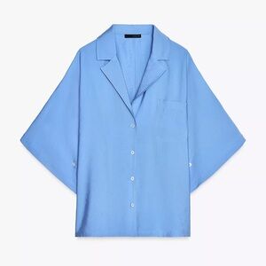 Zara Blue Button-Up Blouse